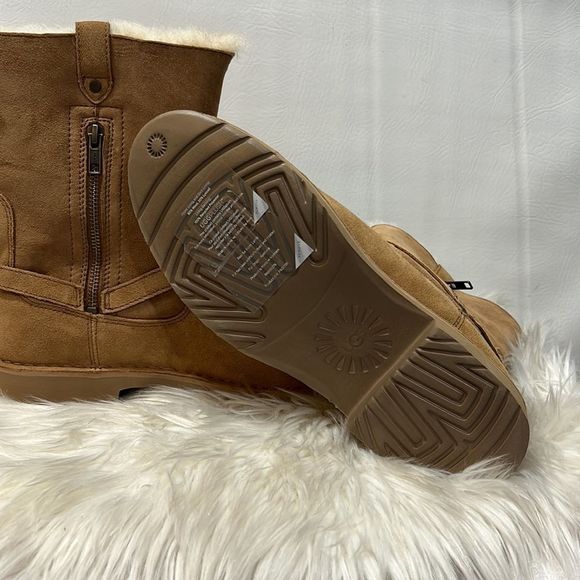 Unusual UGG Aveline Women’s Low Heeled Suede Australian Lamb Sherpa Lined Boot - Picture 5 of 8